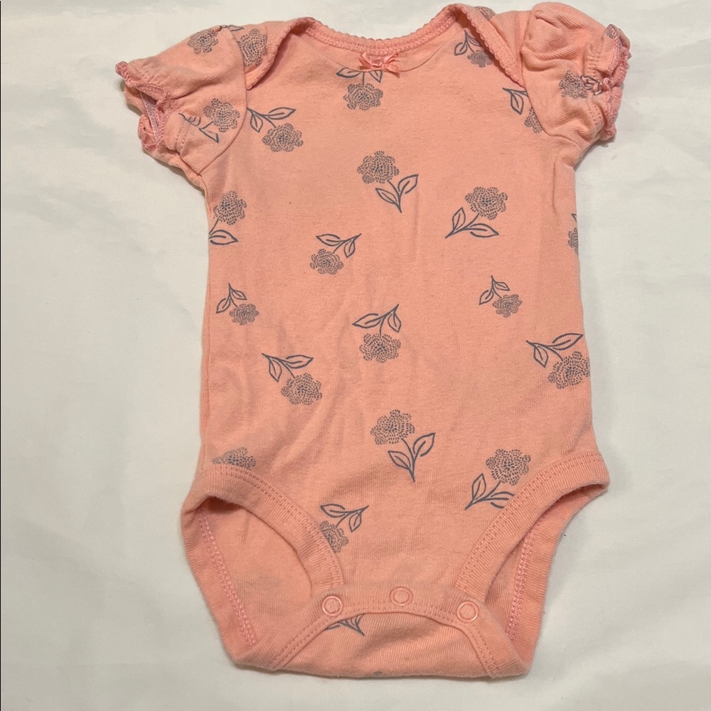 “Bundle 10/$13” Carter's 0-3M Peach Pink Floral Short-Sleeve Baby girl Bodysuit